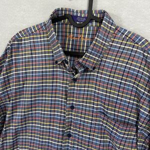 Alan Flusser Men’s XL Long Sleeve Multicolor Check Plaid Button Up Shirt